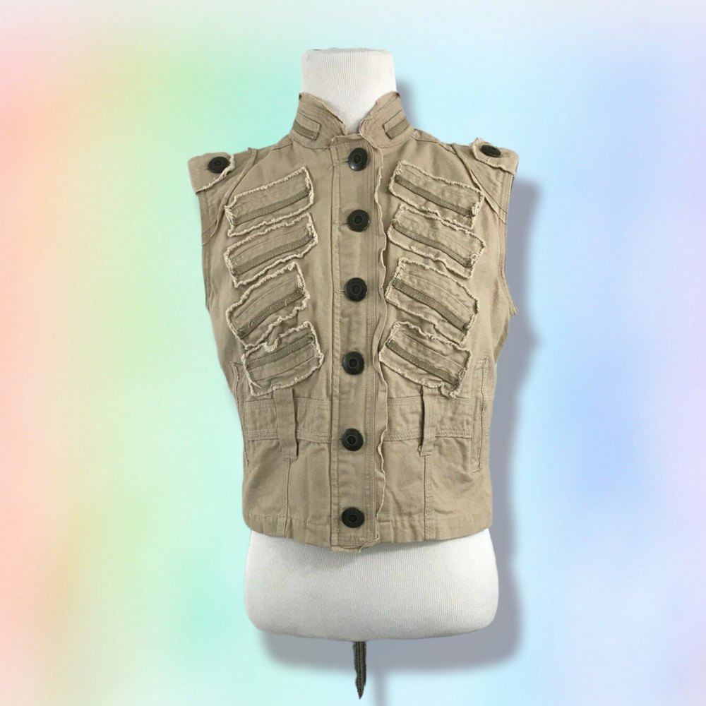 Wilson Tan Distressed Military-Style Sleeveless Vest
